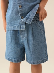 Angel & Rocket Blue Max Jacquard Denim Shorts - Image 1 of 8