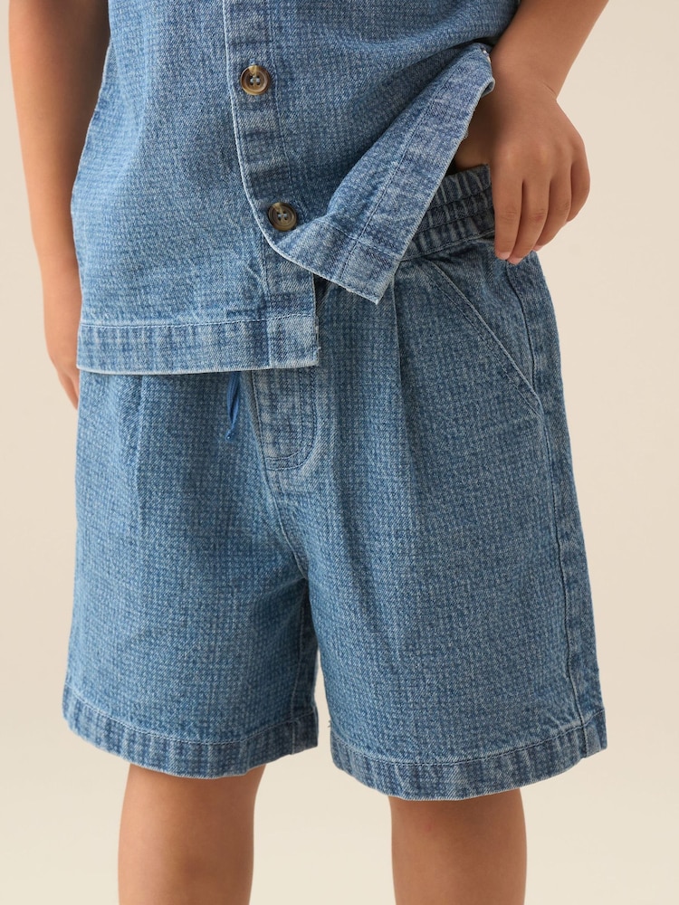 Angel & Rocket Blue Max Jacquard Denim Shorts - Image 1 of 8