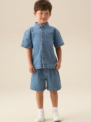 Angel & Rocket Blue Max Jacquard Denim Shorts - Image 2 of 8