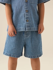 Angel & Rocket Blue Max Jacquard Denim Shorts - Image 4 of 8
