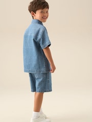 Angel & Rocket Blue Max Jacquard Denim Shorts - Image 5 of 8