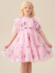 Angel & Rocket Pink Rosa Floral Mesh Dress - Image 1 of 6