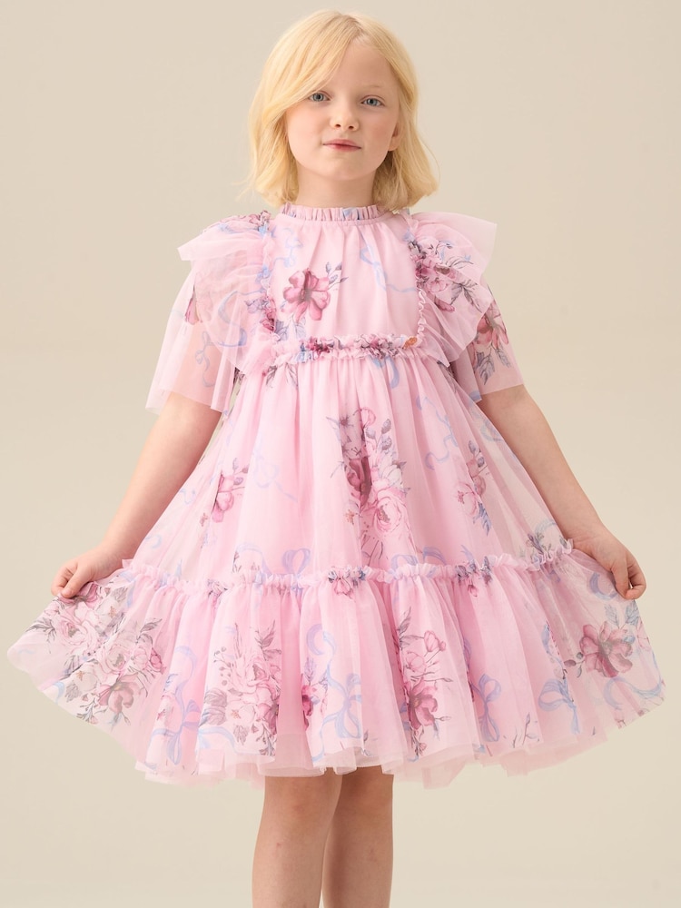 Angel & Rocket Pink Rosa Floral Mesh Dress - Image 1 of 6