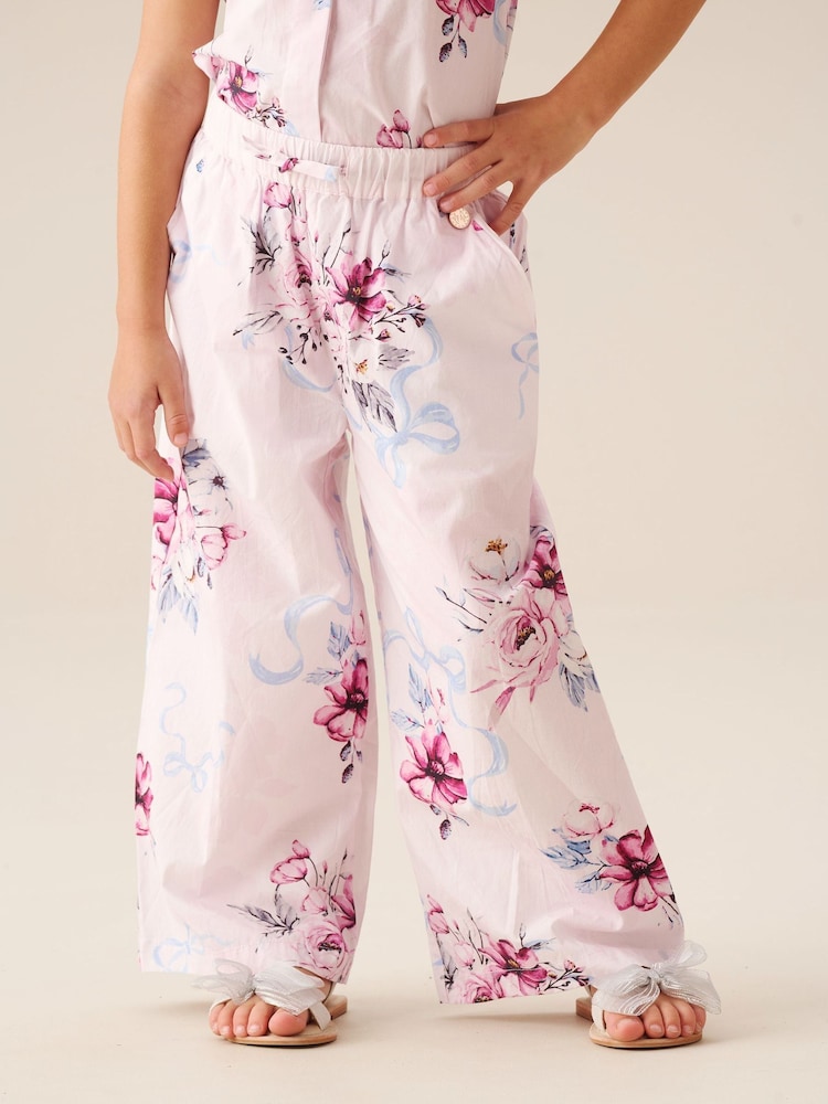 Angel & Rocket Pink Cleo Floral Wide Leg Trousers - Image 1 of 5