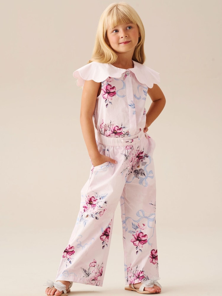 Angel & Rocket Pink Cleo Floral Wide Leg Trousers - Image 2 of 5