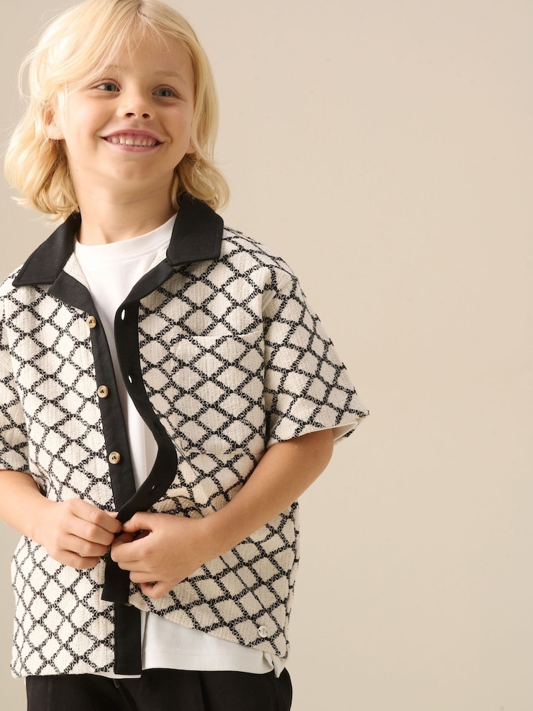 Angel & Rocket Black Marcus Intarsia Knit Shirt - Image 1 of 6