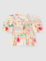 Angel & Rocket Cream Orla Multi Peter Pan Collar Shirred Blouse - Image 1 of 8