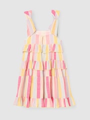 Angel & Rocket Pink Nola Pastel Stripe Tiered Dress - Image 7 of 8