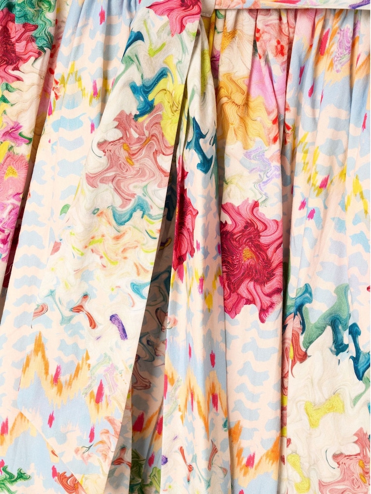 Angel & Rocket Cream Seren Print Stripe Sash Waist Dress - Image 11 of 11