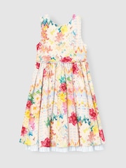 Cream - Angel & Rocket Seren Print Stripe Sash Waist Dress - Imaginea 6 din 8