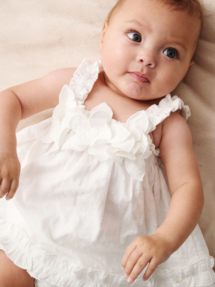 Angel & Rocket White Nyla 3D Daisy Swing  & Bloomer Dress - Image 1 of 4