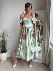 Style Cheat Green Leghton Puff Sleeve Dress - Image 2 of 6