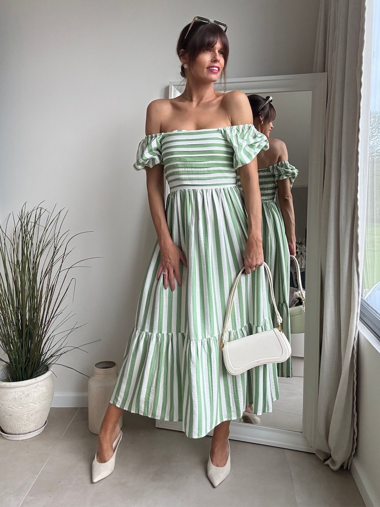 Style Cheat Green Leghton Puff Sleeve Dress - Image 2 of 6