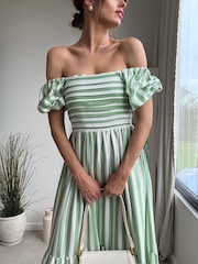 Style Cheat Green Leghton Puff Sleeve Dress - Image 3 of 6