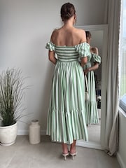Style Cheat Green Leghton Puff Sleeve Dress - Image 5 of 6