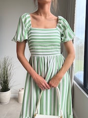 Style Cheat Green Leghton Puff Sleeve Dress - Image 6 of 6