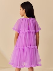Purple Ruffle Tiered Party Dress (3-16yrs) - Image 3 of 8