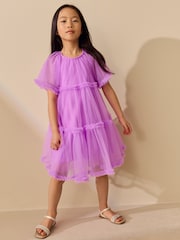 Purple Ruffle Tiered Party Dress (3-16yrs) - Image 4 of 8