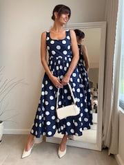 Style Cheat Blue Spot Fit And Flare Dress - Image 2 of 4