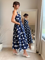 Style Cheat Blue Spot Fit And Flare Dress - Image 3 of 4