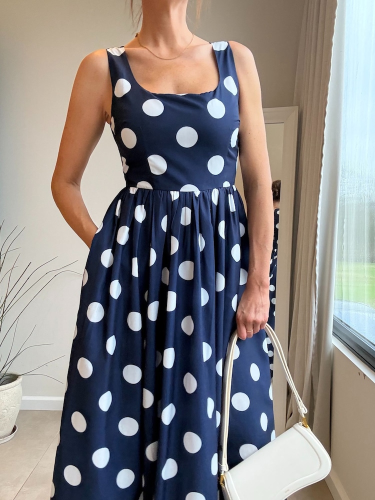 Style Cheat Blue Spot Fit And Flare Dress - Image 4 of 4