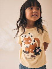 Ecru White Padded Cat Short Sleeve T-Shirt (3mths-7yrs) - Image 1 of 8