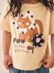 Ecru White Padded Cat Short Sleeve T-Shirt (3mths-7yrs) - Image 4 of 8