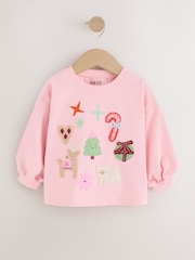 Light Pink Chistmas Applique - Langärmeliges Oberteil (3M.–7J.) - Bild 5 von 10