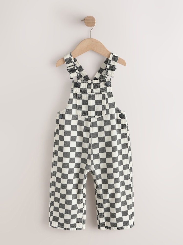 Black/White Checkerboard Dungarees (3mths-7yrs) - Image 1 of 5