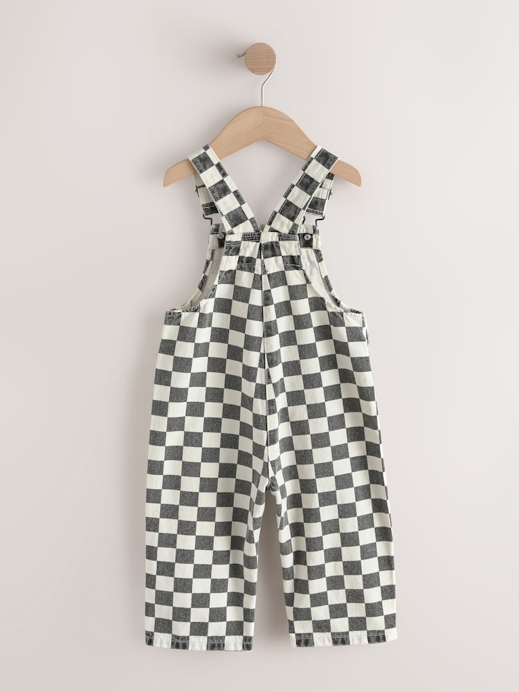 Black/White Checkerboard Dungarees (3mths-7yrs) - Image 2 of 5