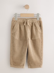 Stone Beige Barrel Leg Textured Corduroy Pull On Trousers (3mths-7yrs) - Image 5 of 8