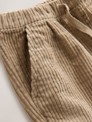 Stone Beige Barrel Leg Textured Corduroy Pull On Trousers (3mths-7yrs) - Image 7 of 8