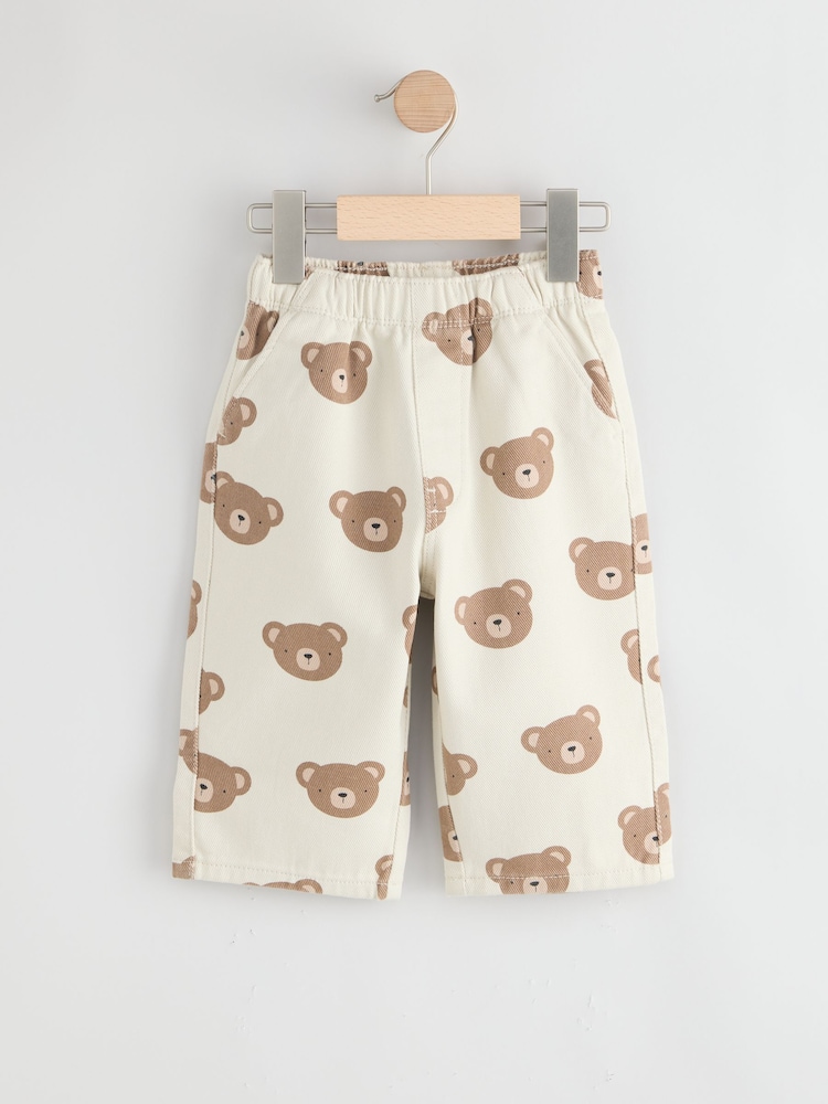 Ecru Cream Bear - Pantalon large à enfiler (3mois7ans) - Image 1 de 4
