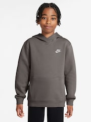 Nike Stone Grey Club Fleece Pullover Hoodie - Image 1 of 3