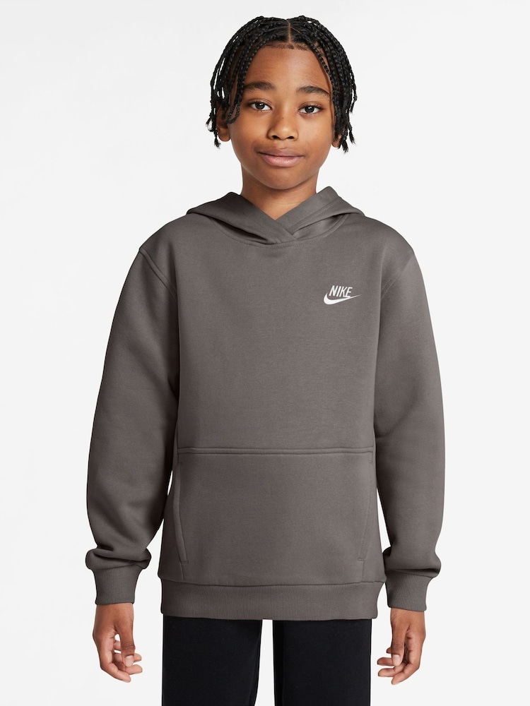 Nike Stone Grey Club Fleece Pullover Hoodie - Image 1 of 3 Nike Stone Grey Club Fleece Pullover Hoodie - Image 1 of 3