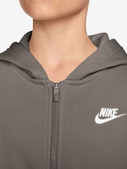 Nike Stone Grey Club Fleece Zip Through Hoodie - Image 3 of 3