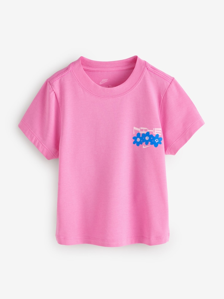 Nike Playful Pink Slim Cropped T-Shirt - Image 1 of 2 Nike Playful Pink Slim Cropped T-Shirt - Image 1 of 2