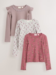 Laura Ashley Long Sleeve Ribbed T-Shirts 3 Pack - Bild 1 von 9