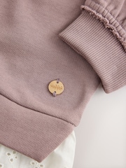 Laura Ashley Purple Embroidered Mock Sweatshirt and Leggings Set - Image 10 of 12
