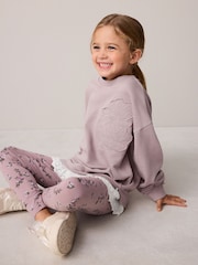 Laura Ashley Purple Embroidered Mock Sweatshirt and Leggings Set - Image 3 of 12