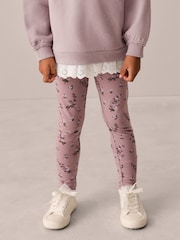 Laura Ashley Purple Embroidered Mock Sweatshirt and Leggings Set - Image 4 of 12