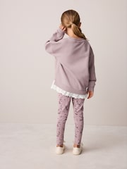 Laura Ashley Purple Embroidered Mock Sweatshirt and Leggings Set - Image 5 of 12
