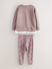 Laura Ashley Purple Embroidered Mock Sweatshirt and Leggings Set - Image 8 of 12