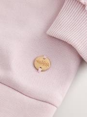 Laura Ashley Pink/Green Embroidered Mock Sweatshirt and Leggings Set - Image 10 of 12