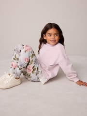 Laura Ashley Pink/Green Embroidered Mock Sweatshirt and Leggings Set - Image 4 of 12