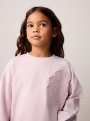 Laura Ashley Pink/Green Embroidered Mock Sweatshirt and Leggings Set - Image 5 of 12