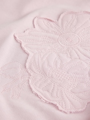 Laura Ashley Pink/Green Embroidered Mock Sweatshirt and Leggings Set - Image 9 of 12