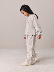 Laura Ashley Grey Floral Embroided Sweater and Wide Leg Joggers Set - Image 2 of 6