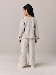 Laura Ashley Grey Floral Embroided Sweater and Wide Leg Joggers Set - Image 4 of 6