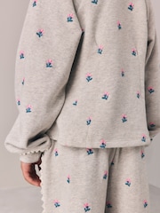 Laura Ashley Grey Floral Embroided Sweater and Wide Leg Joggers Set - Image 5 of 6
